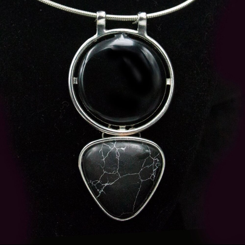 Round & Triangular Double Drop Necklace - Jntbs2 - image 3